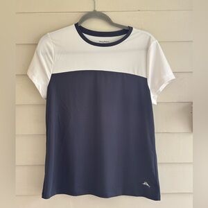 Tommy Bahama Golf Navy Blue and White Short Short Sleeve Shirt Women’s Size L